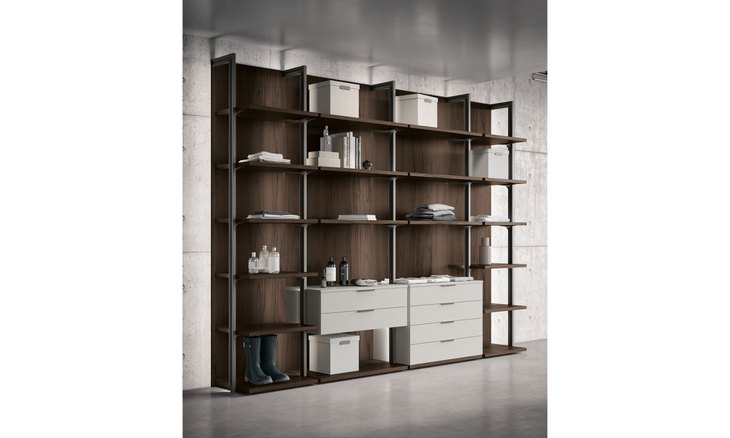 Libreria Archimede in metallo e Noce Cotto