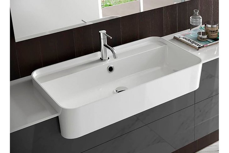 Lavabo semincasso da 80 cm in ceramica SLIM