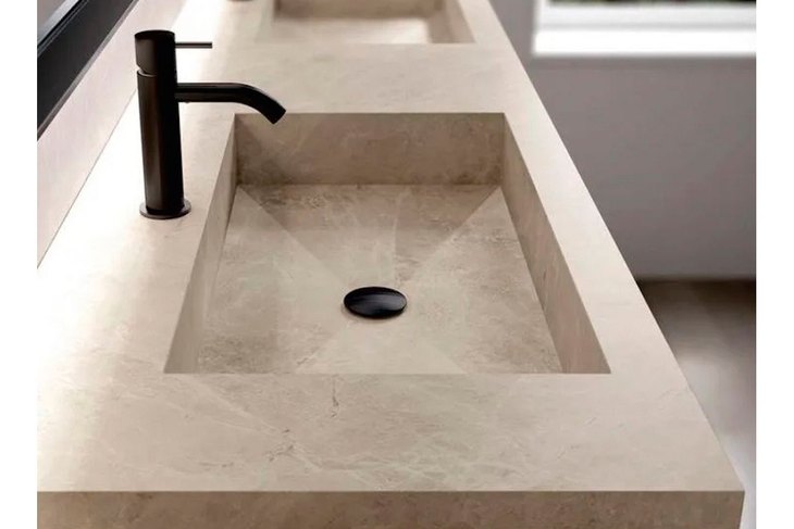 Top in gres effetto pietra con vasca a canale SPICCO