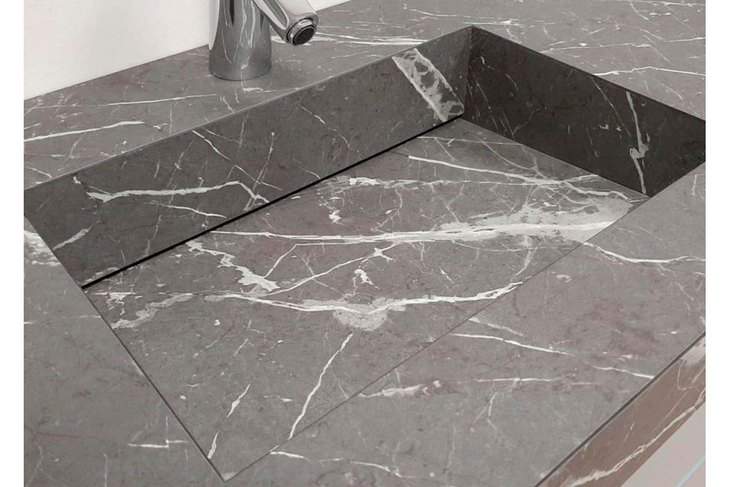 Top in HPL stratificato con vasca inclinata INCLINATA