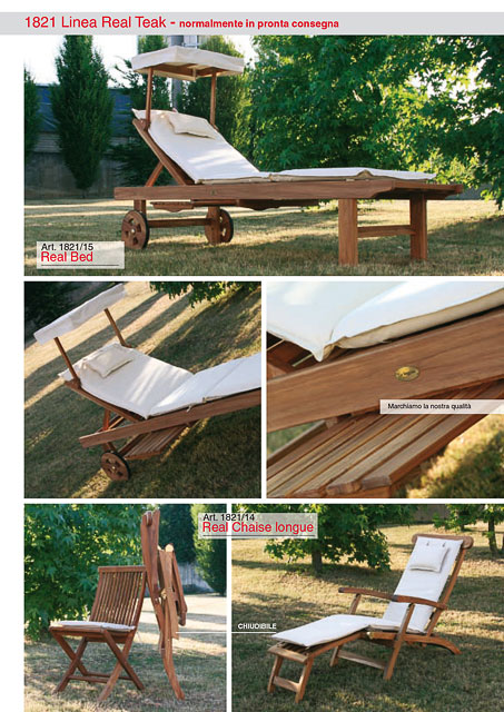 Lettino e sdraio da piscina linea Real Teak