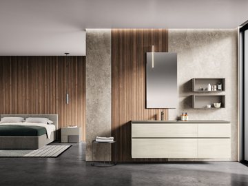 Bagno in Noce Sider aperto sulla camera da letto
