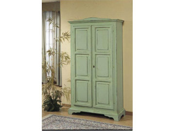 Armadio arte povera laccato, finitura verde