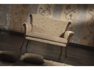 Divano arte povera 2 posti art. 2206 in noce con tessuto beige a fiori