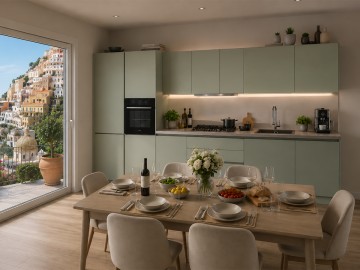 CUCINA CREO da cm.  cm 415  H=217 completa di accessori e 4 elettrodomestici in classe A+